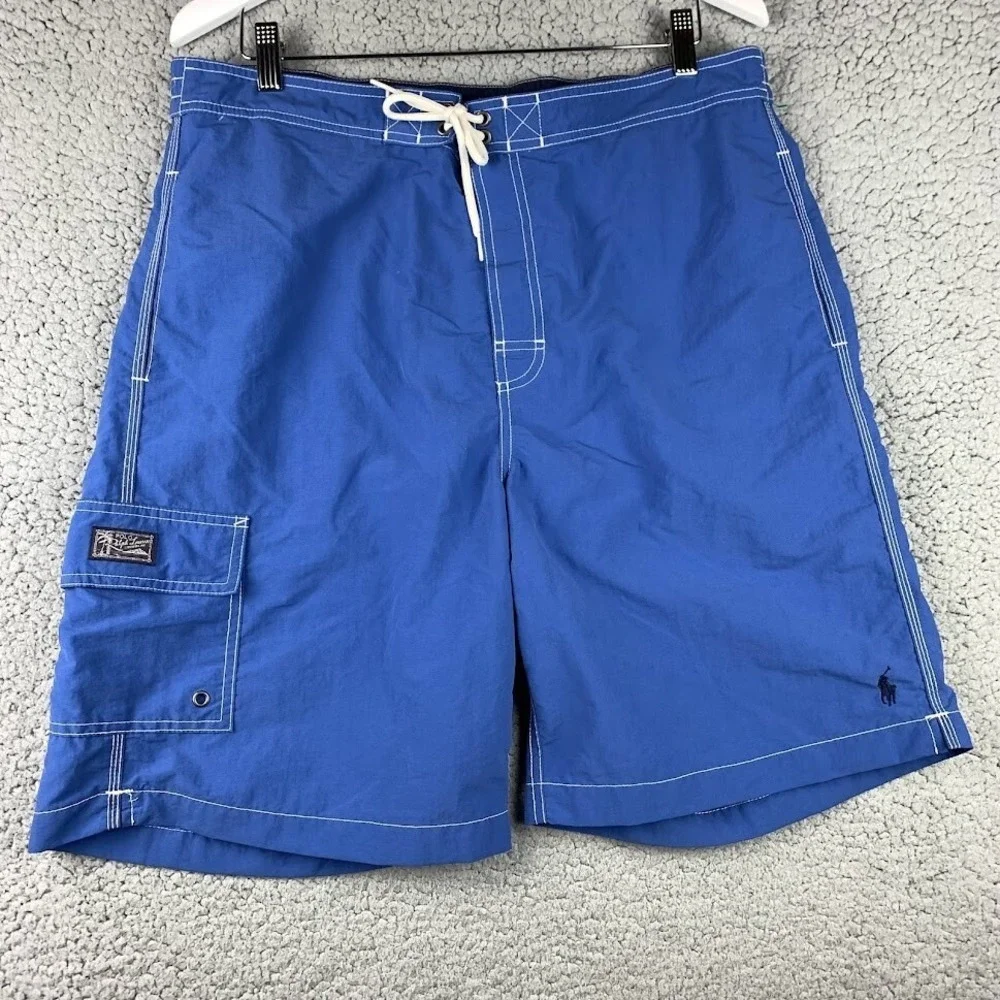 Vintage Polo Ralph Lauren Mens Mesh Lined Board Shorts Swim Trunks‎ Size L Cargo